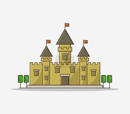 Téléchargez les illustrations : Château icône vectoriel illustration - en licence libre de droit