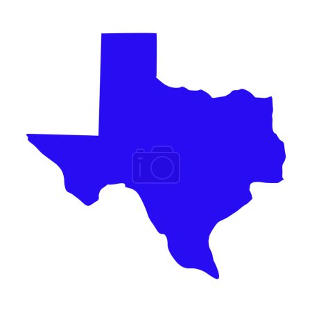 Ilustración de Mapa de Texas aislado sobre fondo blanco, estado de Texas, Estados Unidos. - Imagen libre de derechos