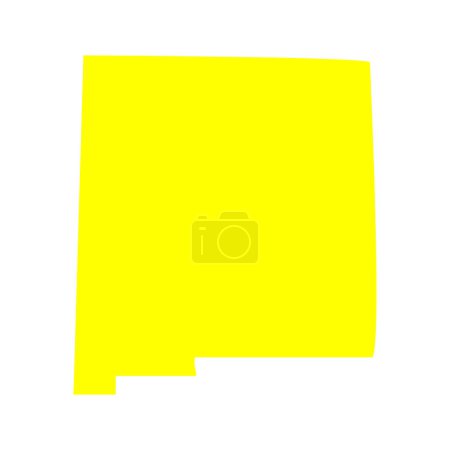 Téléchargez les illustrations : Carte jaune du Nouveau-Mexique isolée sur fond blanc, État du Nouveau-Mexique, États-Unis. - en licence libre de droit