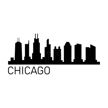 Téléchargez les illustrations : Chicago ville urbaine skyline sur fond blanc - en licence libre de droit