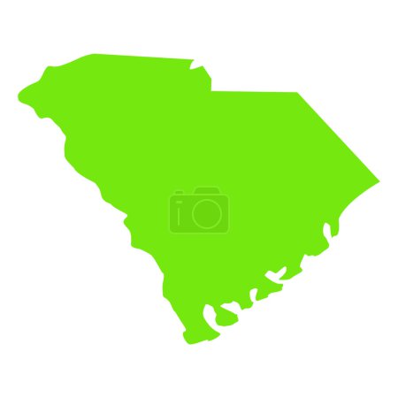 Téléchargez les illustrations : Carte de la Caroline du Sud isolée sur fond blanc, État de Caroline du Sud, États-Unis. - en licence libre de droit