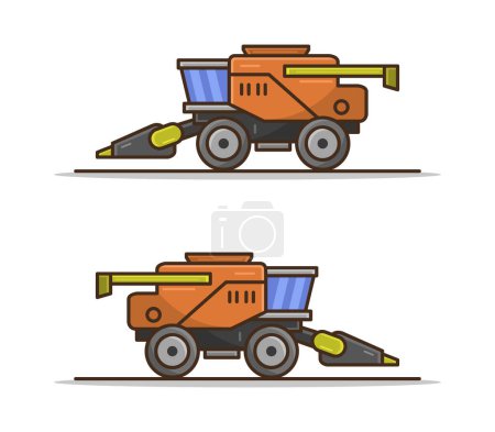 Illustration for Combine harvester flat style design vector illustration. - Royalty Free Image