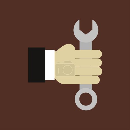 Illustration for Hand holding wrench icon isolated on background - Royalty Free Image