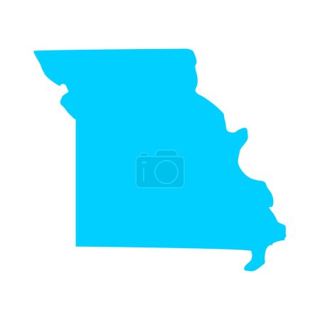 Téléchargez les illustrations : Carte du Missouri isolée sur fond blanc, État du Missouri, États-Unis. - en licence libre de droit