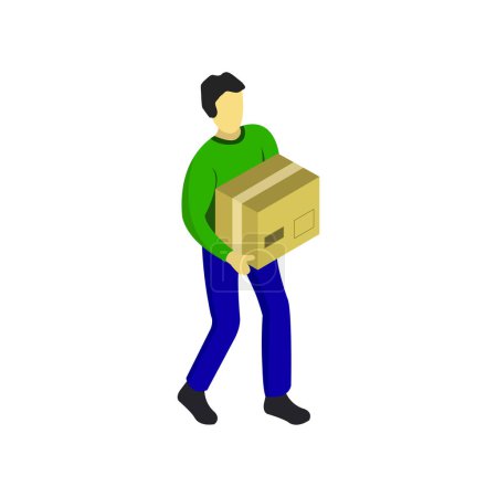 Ilustración de Hombre con icono de caja, diseño de ilustración vectorial - Imagen libre de derechos