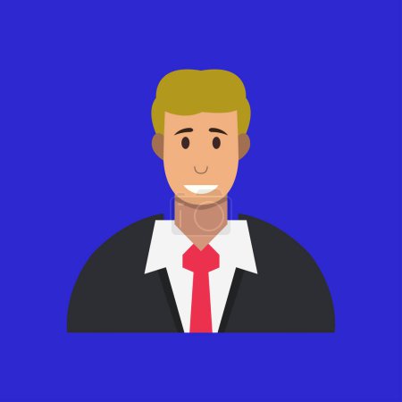Téléchargez les illustrations : Homme d'affaires icône vectorielle sur fond bleu - en licence libre de droit