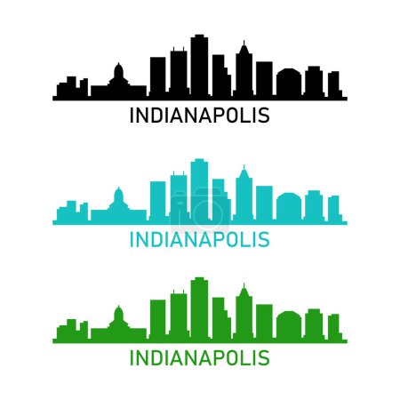 Illustration for Indianapolis urban city skyline on white background - Royalty Free Image