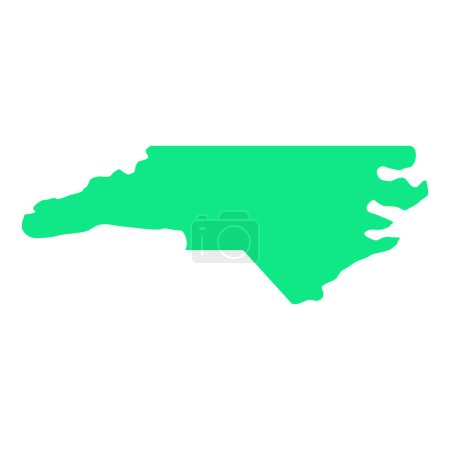 Téléchargez les illustrations : Carte de la Caroline du Nord isolée sur fond blanc, État de Caroline du Nord, États-Unis. - en licence libre de droit