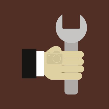 Illustration for Hand holding wrench icon isolated on background - Royalty Free Image