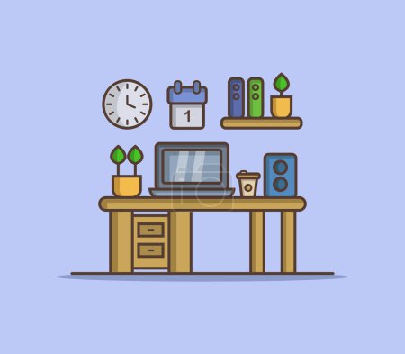 Photo for Isometric desk, modern workplace illustration - Royalty Free Image