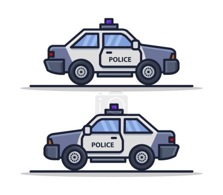 Téléchargez les illustrations : Illustration vectorielle du jeu de voitures de police - en licence libre de droit