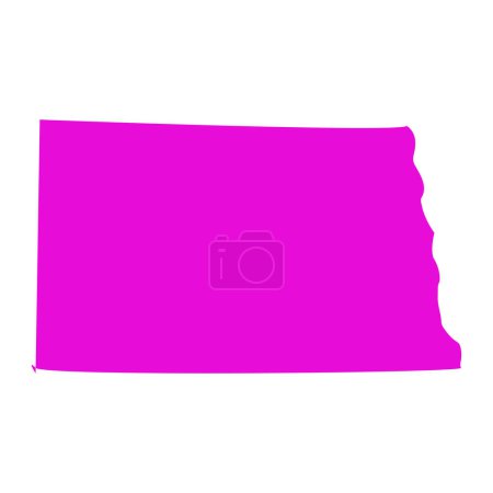 Téléchargez les illustrations : Carte du Dakota du Nord isolée sur fond blanc, État du Dakota du Nord, États-Unis. - en licence libre de droit