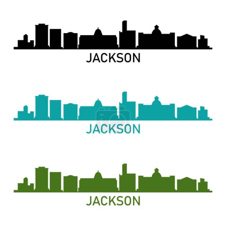 Téléchargez les illustrations : Jackson ville urbaine skyline sur fond blanc - en licence libre de droit