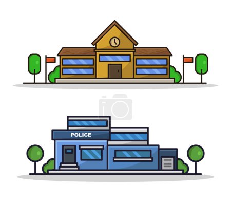 Illustration for Police building vector set - Royalty Free Image