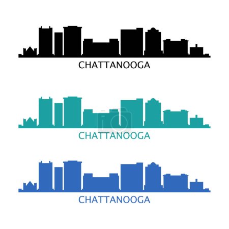 Téléchargez les illustrations : Chattanooga ville urbaine skyline sur fond blanc - en licence libre de droit