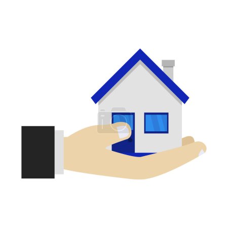 Illustration for Hand holding house modern icon on white background - Royalty Free Image