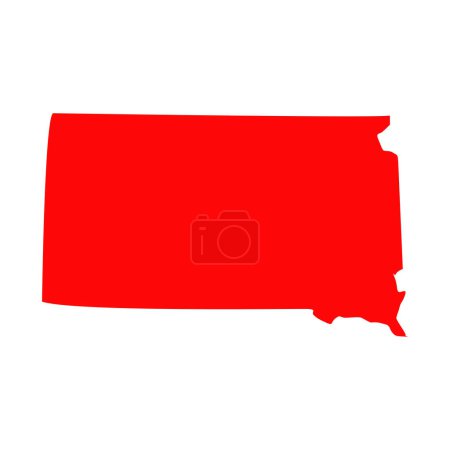 Illustration for Red map of the u. s. state of south dakota - Royalty Free Image