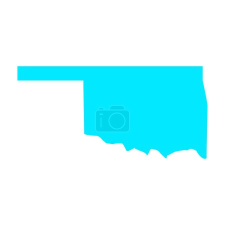 Téléchargez les illustrations : Carte bleue de l'Oklahoma isolée sur fond blanc, État de l'Oklahoma, États-Unis. - en licence libre de droit