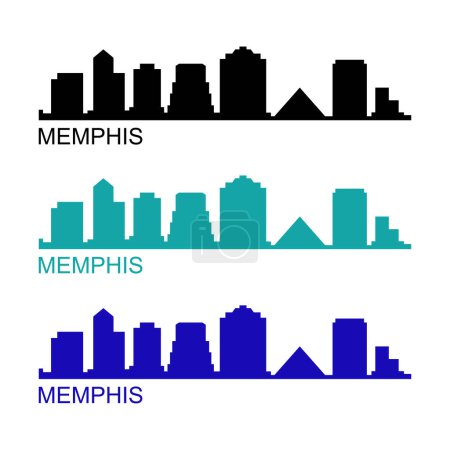Téléchargez les illustrations : Memphis skyline de la ville urbaine sur fond blanc - en licence libre de droit