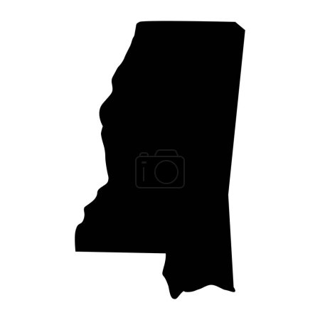 Ilustración de Mapa de Mississippi aislado sobre fondo blanco, estado de Mississippi, Estados Unidos. - Imagen libre de derechos