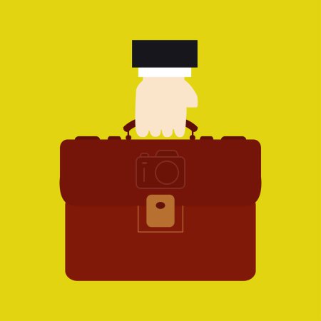 Téléchargez les illustrations : Main tenant icône valise isolé sur fond coloré - en licence libre de droit