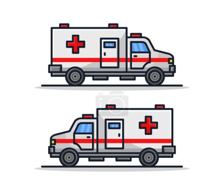 Téléchargez les illustrations : Icône d'ambulance sur fond blanc - en licence libre de droit