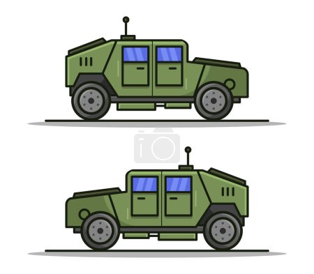 Téléchargez les illustrations : Illustration vectorielle d'icône de jeep militaire - en licence libre de droit