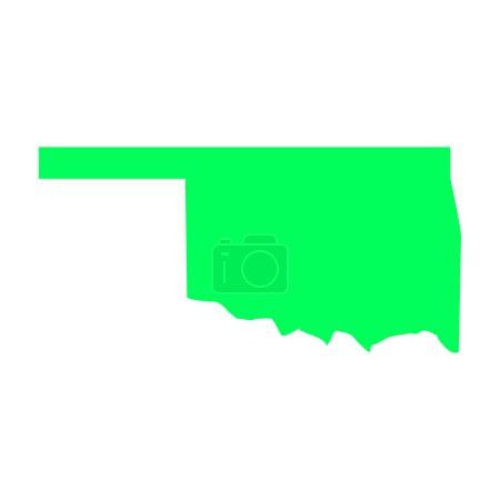 Illustration for Green Oklahoma map isolated on white background, Oklahoma state, United States. - Royalty Free Image