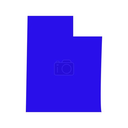 Ilustración de Mapa azul de Utah aislado sobre fondo blanco, estado de Utah, Estados Unidos. - Imagen libre de derechos