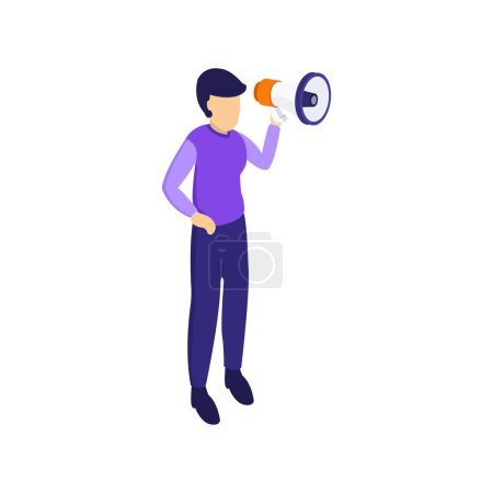 Illustration for Male speaker with megaphone vector illustration - Royalty Free Image