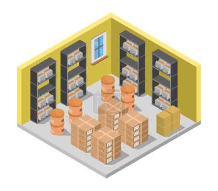 Ilustración de Icono de almacén y almacén, estilo isométrico - Imagen libre de derechos