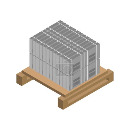 Ilustración de Icono isométrico con contenedor de madera para carga. Ilustración vectorial 3 d aislada en blanco. - Imagen libre de derechos