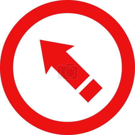 Téléchargez les illustrations : Icône de direction de flèche rouge sur fond blanc, illustration vectorielle - en licence libre de droit
