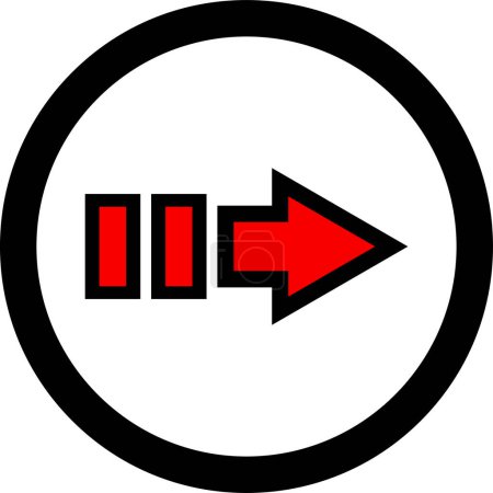 Téléchargez les illustrations : Icône de direction de flèche rouge sur fond blanc, illustration vectorielle - en licence libre de droit