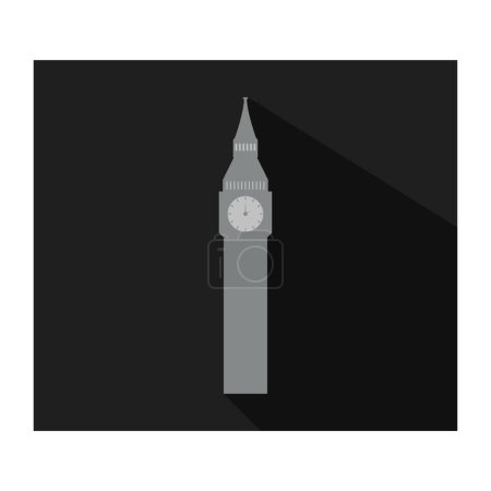 Ilustración de Big Ben icono del reloj en estilo negro aislado sobre fondo blanco - Imagen libre de derechos
