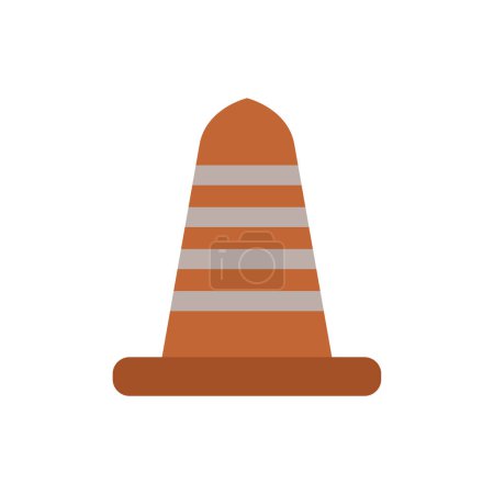 Ilustración de Icono de cono de tráfico en estilo plano aislado sobre un fondo blanco. - Imagen libre de derechos