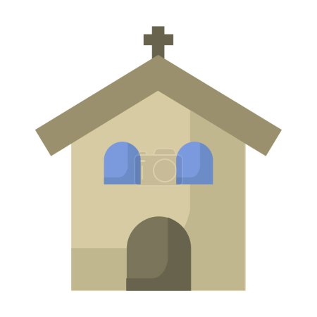 Téléchargez les illustrations : Église vecteur plat icône, illustration vectorielle - en licence libre de droit