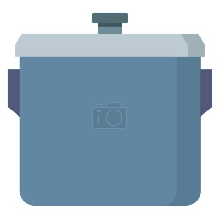 Illustration for Kitchen pot icon in flat style isolated on a white background. - Royalty Free Image