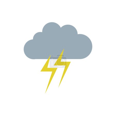 Illustration for Cloud with lightning flat vector icon - Royalty Free Image