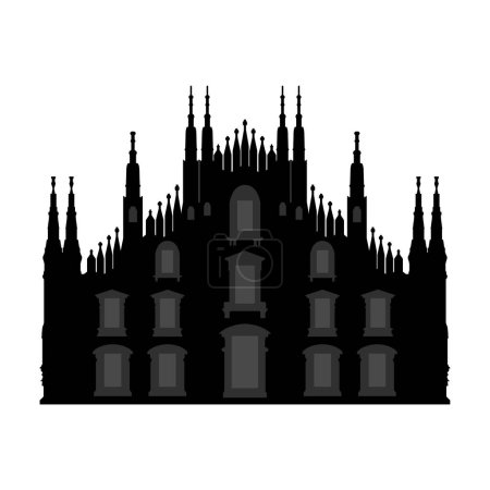 Ilustración de Silueta de una catedral sobre un fondo blanco, ilustración vectorial. - Imagen libre de derechos