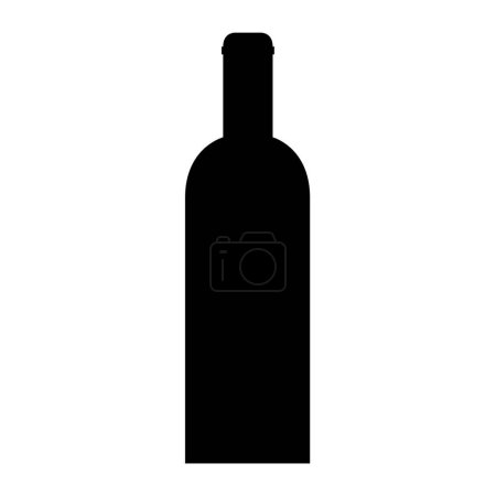 Téléchargez les illustrations : Bouteille de verre de vin icône plate - en licence libre de droit
