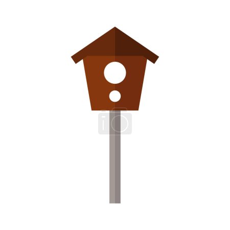 Téléchargez les illustrations : Icône de maison d'oiseau sur fond blanc - en licence libre de droit