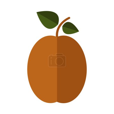 Illustration for Peach fruit icon. flat color design. vector illustration. - Royalty Free Image