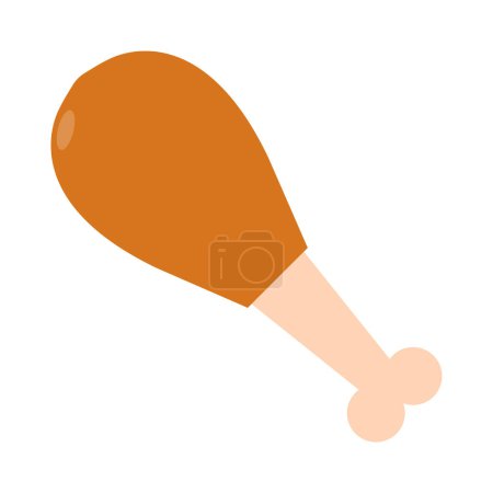Ilustración de Pierna de pollo asado sobre fondo blanco, ilustración vectorial - Imagen libre de derechos