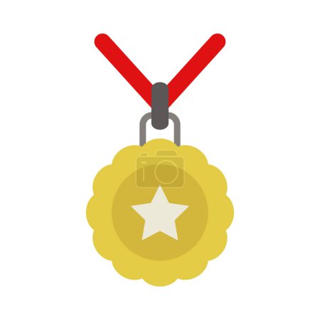 Téléchargez les illustrations : Médaille prix plat icône - en licence libre de droit