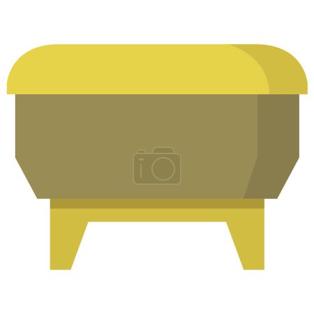 Téléchargez les illustrations : Pouf icon meuble plat vecteur icône - en licence libre de droit