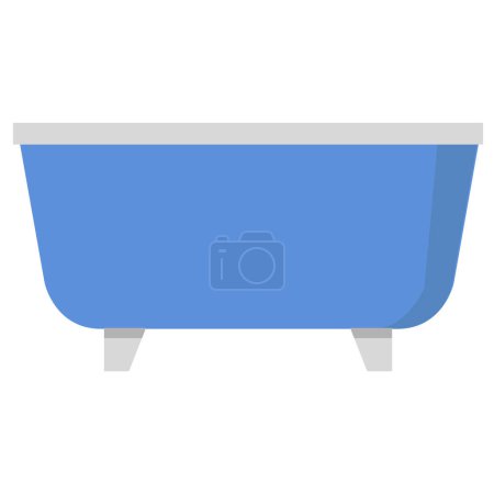 Téléchargez les illustrations : Illustration vectorielle isolée de baignoire bleue - en licence libre de droit