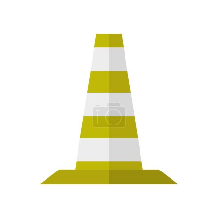 Téléchargez les illustrations : Icône de cône de circulation dans un style plat isolé sur un fond blanc. - en licence libre de droit