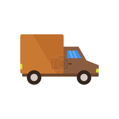 Téléchargez les illustrations : Camion icône plate isolé sur fond blanc - en licence libre de droit