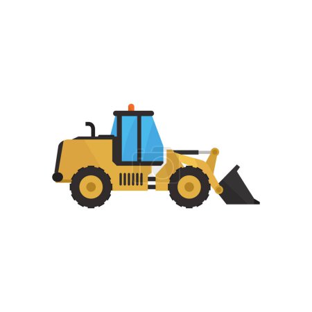 Téléchargez les illustrations : Tracteur jaune sur fond blanc illustration vectorielle - en licence libre de droit